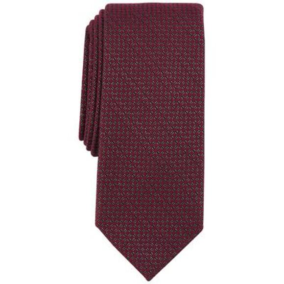 Alfani Alfa tech Men's Sutter Mini-Grid Tie Burgundy NWT - Picture 1 of 3